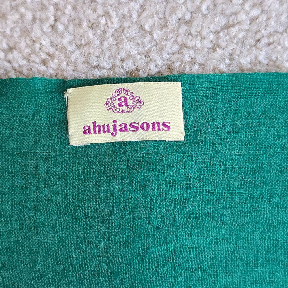 NWOT Lightweight Wool Scarf Ahujasons Green and Natural/Tan - Picture 4 of 12
